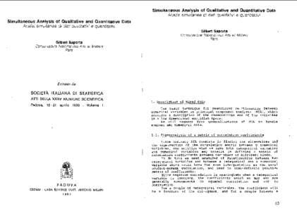 Simultaneous Analysis of Qualitative and Quantitative Data Analisi simultanea di dati qualitat~v~ e quanfitativi