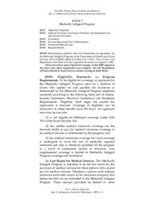 26 GAR - PUBLIC HEALTH & SOCIAL SERVICES DIV. 1 - DIRECTOR OF PUBLIC HEALTH & SOCIAL SERVICES Article 3 Medically Indigent Program §9301. Eligibility Standards.