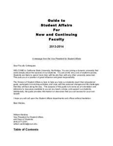 Guide to Student Affairs For New and Continuing Faculty[removed]