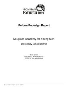 Reform Redesign Report  Douglass Academy for Young Men Detroit City School District  Berry Greer