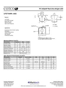 P4 AlGaInP Red Ultra Bright LED LP377AHR1−A0G Features Low Profile 4 Pin Plastic Package Water Clear Lens