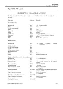 Section 4.6 Report Data Files Layout Report Data File Layout STATEMENT OF COLLATERAL ACCOUNT This file contains the data information of the Statement of Collateral Account. The record length is