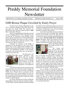 Preddy Memorial Foundation Newsletter PMF Web Site: www.tebidine.com/preddy_memorial PMF Email: noahbjr @kerrlake.com