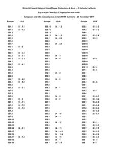 Winterhilfswerk National Street/House Collections & More – A Collector’s Guide By Joseph Cassidy & Chrystopher Alexander European and USA (Cassidy/Alexander) WHW Numbers – 29 November 2011 Europe  USA