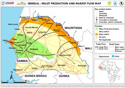 SENEGAL : MILLET PRODUCTION AND MARKET FLOW MAP Key market centers Richard Toll ! (