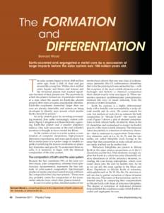 The FORMATION and DIFFERENTIATION  Bernard Wood