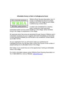 Housing association / Cadley /  Wiltshire / Collingbourne Kingston / Collingbourne Ducis / Housing / Rural housing