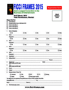 FRAMES[removed]FICCI FRAMES 2015 Registration form