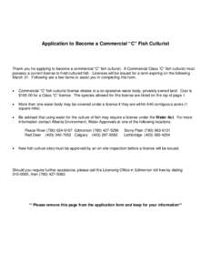 Application to Become a Commercial Fish Culturist