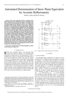 IEEE TRANSACTIONS ON GEOSCIENCE AND REMOTE SENSING, VOL. 47, NO. 9, SEPTEMBER[removed]Automated Determination of Snow Water Equivalent by Acoustic Reflectometry