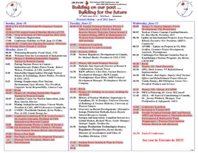 Program Outline – as of 2012 June 1  Sunday, June 10 Tuesday, June 12