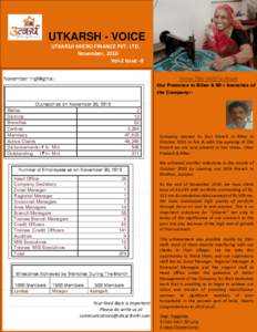 UTKARSH - VOICE UTKARSH MICRO FINANCE PVT. LTD. November, 2010 Vol-2 Issue -8 Vol-