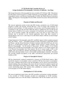 UCAR Membership Committee Review of Scripps Institution of Oceanography, University of California – San Diego The Scripps Institution of Oceanography has been a member of UCAR since[removed]The primary UCAR-related resea