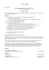 Generally Accepted Accounting Principles / Cyberwarfare / Denial-of-service attacks / Internet Relay Chat / Financial statements / Statement of changes in equity / Earnings before interest /  taxes /  depreciation /  and amortization / Financial ratio / Balance sheet / Denial-of-service attack / Investment / DDoS mitigation