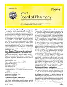 News  September 2013 Iowa Board of Pharmacy