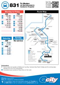 To Woden  via Narrabundah & Canberra Hospital  Route Map