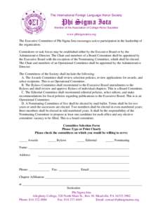 Phi Sigma Kappa / Academia / Heights Community Council / American Society of Ichthyologists and Herpetologists / Association of College Honor Societies / College of Wooster / Phi Sigma Iota