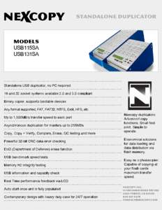 standalonedupli cator M ODELS USB115SA USB131SA