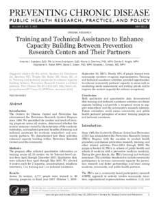 VOLUME 8: NO. 3, A65  MAY 2011 ORIGINAL RESEARCH  Training and Technical Assistance to Enhance