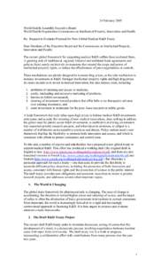 24 February 2005 World Health Assembly Executive Board World Health Organization Commission on Intellectual Property, Innovation and Health Re: Request to Evaluate Proposal for New Global Medical R&D Treaty Dear Members 