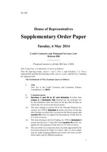 No 443  House of Representatives Supplementary Order Paper Tuesday, 6 May 2014