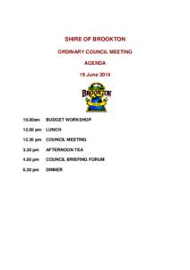 SHIRE OF BROOKTON ORDINARY COUNCIL MEETING AGENDA 19 June[removed]00am