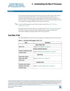 Instantiating the Nios II Processor in SOPC Builder, Nios II Processor Reference Handbook