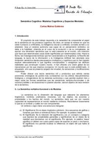 A Parte Rei 43. Enero[removed]Semántica Cognitiva: Modelos Cognitivos y Espacios Mentales Carlos Muñoz Gutiérrez  1. Introducción