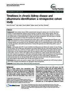 Timeliness in chronic kidney disease and albuminuria identification: a retrospective cohort study