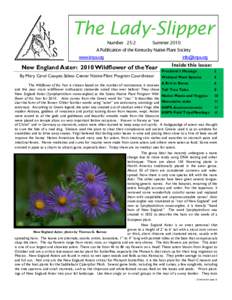 The Lady-Slipper Number 25:2 SummerA Publication of the Kentucky Native Plant Society