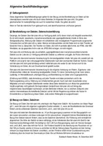 Allgemeine Geschäftsbedingungen §1 Geltungsbereich Diese allgemeinen Geschäftsbedingungen gelten für den Bezug und die Bereitstellung von Daten auf der  Internetpräsenz www.fahr­plan.info durch d