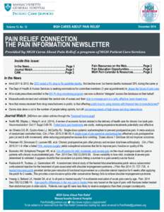 MGH CARES ABOUT PAIN RELIEF  Volume 13. No. 12 December 2014