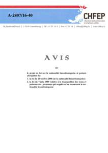 AAVIS sur le projet de loi sur la nationalité luxembourgeoise et portant abrogation de: