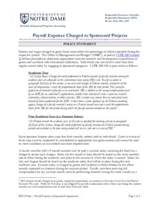 Responsible Executive: Controller Responsible Department: RSPA Review Date: May, 2015 Research & Sponsored Programs Accounting  Payroll Expense Charged to Sponsored Projects