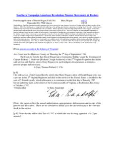 Southern Campaign American Revolution Pension Statements & Rosters Pension application of David Hogan VAS1561 Transcribed by Will Graves Mary Hogan