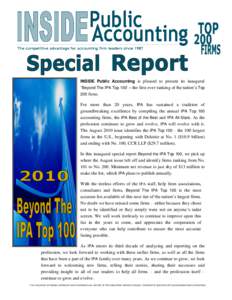 SEPTEMBERSPECIAL REPORT INSIDE Public Accounting is pleased to present its inaugural