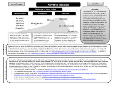 Narrative Template  Teacher Template The Legend of Sleepy Hollow Exposition/Setup