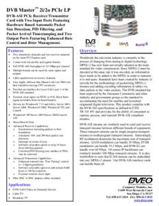 DVB Master 2i/2o LP PCIe Receiver/Transmitter Card