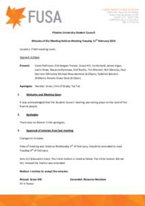 FLINDERS UNIVERSITY STUDENT ASSOCIATION Student Hub, Plaza Level Union Building Flinders University, Adelaide SA 5001 P[removed]F[removed]E [removed] W fusa.edu.au ABN[removed]