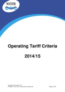 Operating Tariff Criteria[removed]Operating Tariff Criteria[removed] #[removed]v3; [removed]Approved Board: 28 May 2014