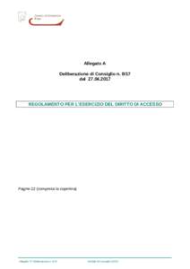 Regolamento per l'esercizio del diritto di accesso