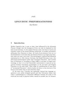 (draft)  LINGUISTIC PREFORMATIONISM Jan Koster  1