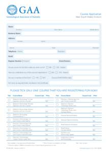 Course Application New South Wales Division Name: