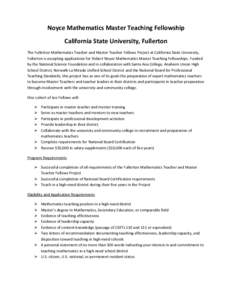 Titles / California State University /  Fullerton / Robert Noyce / Math for America / Woodrow Wilson National Fellowship Foundation / Education / Academic administration / Professor