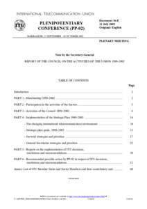 INTERNATIONAL TELECOMMUNICATION UNION  PLENIPOTENTIARY CONFERENCE (PP-02)  Document 36-E