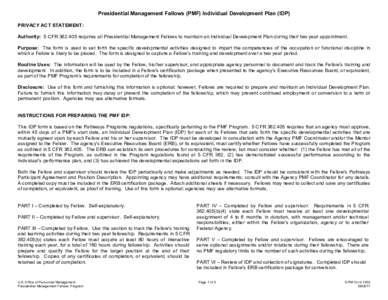 Presidential Management Fellows (PMF) Individual Development Plan (IDP)