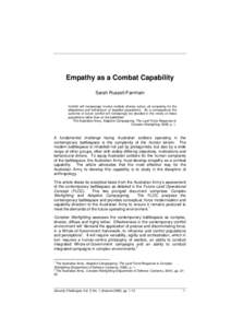 Empathy as a Combat Capability Sarah Russell-Farnham Conflict will increasingly involve multiple diverse actors, all competing for the allegiances and behaviours of targeted populations. As a consequence the outcome of f