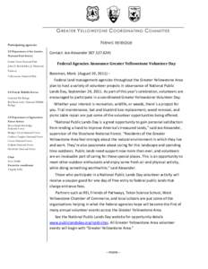 G REATER Y ELLOWSTONE C OORDI NATING C OMMI TTEE Participating agencies US Department of the Interior National Park Service Grand Teton National Park John D. Rockefeller, Jr. Memorial