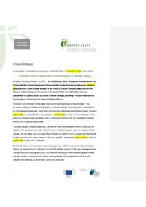 Municipal coat of arms Press Release European Commission honours commitment of name of city and other European cities to take action on the impacts of climate change