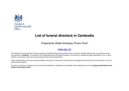 Annex H - Template for funeral directors list